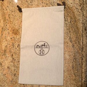Hermes Beige Canvas Drawstring Pouch shoe bag with shoe info insert
